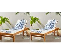 Amazon Basics Telo per Mare, Piscina, Palestra e Spa, 100% Cotone Righe Cabana, 76 x 152 cm, Celeste, Set 2 Pezzi (Confezione da 2)