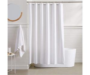 Amazon Basics - Tenda da Doccia in Microfibra Leggera, Super Morbida e Facile da Pulire, con Trama a Nido d'Ape, 183 x 183 cm, Bianca