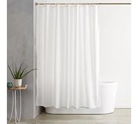 Amazon Basics Tenda da doccia, in tessuto resistente all'acqua e alla muffa, con occhielli e ganci, lavabile in lavatrice, 180 x 180 cm, bianco