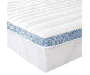 Amazon Basics Topper Piazze Francese 140 x 200 cm in Memory Foam, 5 cm Coprimaterasso con Angoli Elastici, Bianco