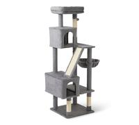 Amazon Basics - Torre da arrampicata a più livelli per gatti e gattini, da 153 cm, con tiragraffi, certificata FSC, altezza 152,7 cm (A), grigio