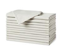 Amazon Basics, Tovaglioli di stoffa riutilizzabili antimacchia e resistenti alle pieghe, confezione da 12, 43 x 43 cm, Bianchi