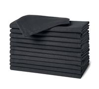 Amazon Basics, Tovaglioli di stoffa riutilizzabili antimacchia e resistenti alle pieghe, confezione da 12, 43 x 43 cm, Nero