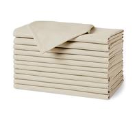 Amazon Basics, Tovaglioli di stoffa riutilizzabili antimacchia e resistenti alle pieghe, confezione da 12, 43 x 43 cm, Beige