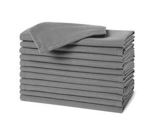 Amazon Basics, Tovaglioli di stoffa riutilizzabili antimacchia e resistenti alle pieghe, confezione da 12, 43 x 43 cm, Grigio