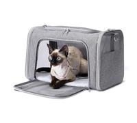 Amazon Basics -Trasportino Morbido Stile Borsa per Gatti e Cani, Tracolla Regolabile, Approvato per il Trasporto in Aereo, Pieghevole con Pannelli in Rete per la Ventilazione,43,2x 27,9x 27,9cm,Grigio