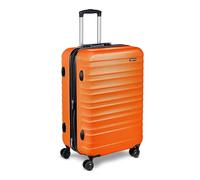 Amazon Basics Valigia Rigida Media - Bagaglio Espandibile ABS con 4 Ruote Doppie Girevoli - Resistente ai Graffi e Leggera - 68 x 45,1 x 28,6cm - Arancione Bruciato