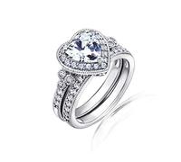 Amazon Collection Ring Sterling-Silber 925 platiniert Infinite Elements Zirkonia Herz Antik Größe 8