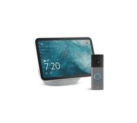 Amazon Echo Show 8 (ultimo modello), Bianco ghiaccio + Ring Videocitofono a batteria (Battery Video Doorbell) (ultimo modello), Grigio screziato