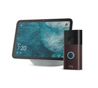 Amazon Echo Show 8 (ultimo modello), Bianco ghiaccio + Ring videocitofono a batteria (Battery Video Doorbell) (2024), Bronzo Veneziano