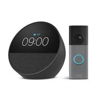 Amazon Echo Spot (modello 2024), Nero + Ring Videocitofono a batteria (Battery Video Doorbell) (ultimo modello), Grigio screziato