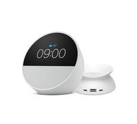 Amazon Echo Spot | Sveglia intelligente con audio di qualità e Alexa + Nuovo supporto da tavolo con porte di ricarica USB-C e USB-A per Echo Spot