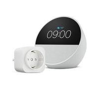 Amazon Echo Spot (Ultimo modello) | Bianco + Amazon Basics Presa intelligente, compatibile con Alexa - Kit di base per Casa