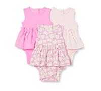 Amazon Essentials Abiti con Body Senza Maniche Bimba, Pacco da 3, Mele/Rosa, 6-9 mesi