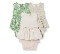 Amazon Essentials Abiti con Body Senza Maniche Bimba, Pacco da 3, Righe/Verde Salvia Motivo Floreale Piccolo, 18 mesi