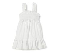 Amazon Essentials Abito a Canotta 100% Cotone con Punto Smock, Bianco, 6-7 Anni