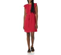 Amazon Essentials Abito A Trapezio Leggero In Georgette Con Collo A Spacco E Maniche Svolazzanti Dalla Vestibilità Comoda Donna, Rosso Lampone, XXL