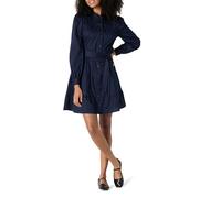 Amazon Essentials Abito Chemisier da Donna a Balze in Rasatello di Cotone, vestibilità Regolare, Blu Navy, XXS