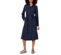 Amazon Essentials Abito Chemisier Midi a Maniche Lunghe in Georgette Donna, Blu Marino, XL