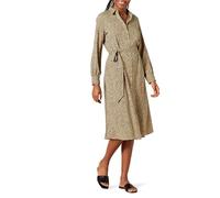 Amazon Essentials Abito Chemisier Midi a Maniche Lunghe in Georgette Donna, Grigio Talpa Leopardata, L