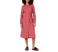 Amazon Essentials Abito Chemisier Midi a Maniche Lunghe in Georgette Donna, Rosso Pomodoro Motivo Floreale Piccolo, L