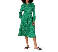 Amazon Essentials Abito Chemisier Midi a Maniche Lunghe in Georgette Donna, Verde Bianco Floreale, M