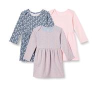 Amazon Essentials Abito in Cotone A Maniche Lunghe Bambine e Ragazze, Pacco da 3, Blu Posey Floral/Rosa Pallido, 2 Anni
