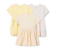 Amazon Essentials Abito in jersey a maniche corte Bambine e ragazze, Pacco da 3, Avena Puntinato/Beige/Giallo Pastello, 2 anni