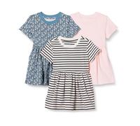 Amazon Essentials Abito in jersey a maniche corte Bambine e ragazze, Pacco da 3, Floreale/Marinara/Rosa Pallido, 9 anni