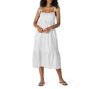 Amazon Essentials Abito Midi a Trapezio con Volant in Raso di Cotone Vita Impero Donna, Bianco, S