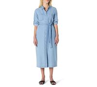 Amazon Essentials Abito Midi con Bottoni A Maniche Lunghe in Denim Chambray, vestibilità Regolare Donna, Lavaggio Blu Chiaro con Ghiaccio, XXL