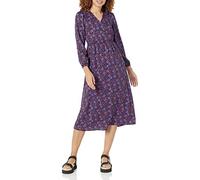 Amazon Essentials Abito Midi con Scollo a V a Maniche Lunghe in Georgette Leggero (Disponibile in Taglie Forti) Donna, Blu Scuro Viole del Pensiero, M