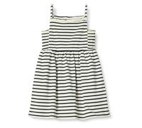 Amazon Essentials Abito Midi da Ragazza in Cotone con Spalline, Nero Ecrù a Righe francesi, M