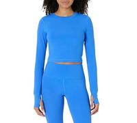 Amazon Essentials Active FormFlex - Top da Allenamento da Donna, Morbido, a Maniche Lunghe, Aderente, a Strati, Colore Blu Oceano, L