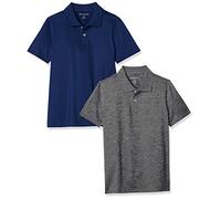 Amazon Essentials Active Performance Polo da Ragazzo, Confezione da 2, Blu Navy/Grigio, XXL