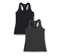 Amazon Essentials AE - Active Canotta Tech Stretch Racerback (Confezione da Due) Donna, Pacco da 2, Grafite Erica/Nero, XXL
