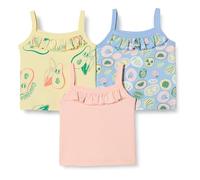 Amazon Essentials Bambine e ragazze Canotta Corta in Cotone, Pacco da 3, Rosa/Frutta Tropicale, 11-12 anni