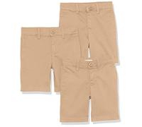 Amazon Essentials Bermuda Senza Pence in Tessuto Uniforme (Resistenti alle Pieghe) Bambini e Ragazzi, Pacco da 3, Marrone Chiaro Kaki, 6 Anni Plus