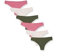 Amazon Essentials Biancheria Intima da Donna in Microfibra (Hipster & Thong, Disponibile in Taglie Forti), Confezione da 6, Verde Militare Scuro/Rosa/Rosa Chiaro, 4XL Plus