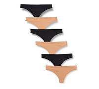 Amazon Essentials Biancheria Intima da Donna in Microfibra (Hipster & Thong, Disponibile in Taglie Forti), Confezione da 6, Nero/Bronzo Lavato, 18