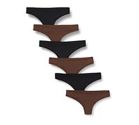 Amazon Essentials Biancheria Intima in Microfibra (Slip Hipster e Perizoma, Disponibile in Taglie Forti) Donna, Pacco da 6, Nero/Nocciola, 48