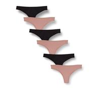Amazon Essentials Biancheria Intima in Microfibra (Slip Hipster e Perizoma, Disponibile in Taglie Forti) Donna, Pacco da 6, Nero/Rosa Cipria, 48