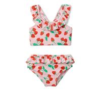 Amazon Essentials Bikini da Bambina con Volant, Due Pezzi, Rosa Pomodoro Rosso Fragole, S