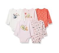 Amazon Essentials Body a Maniche Lunghe Unisex - Bambini e ragazzi, confezione da 5 , Bugs Bunny E Amici, 6-9 mesi