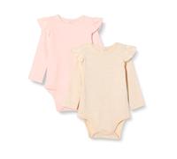 Amazon Essentials Body da bambina a maniche lunghe con volant, confezione da 2, color avena mélange/rosa pallido, 24 mesi