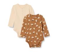 Amazon Essentials Body Henley a maniche lunghe Unisex - Bimbi 0-24, confezione da 2 , Lion E Pony/Pesca Pallido, 0 mesi