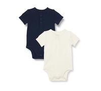 Amazon Essentials Body Henley Unisex Bimbi, Pacco da 2, Avena Puntinato/Blu Marino, Newborn