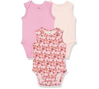 Amazon Essentials Body Senza Maniche in Jersey di Cotone Elasticizzato (precedentemente Amazon Aware) Unisex Bimbi, Pacco da 3, Pesca Pallido/Rosa Chiaro/Rosa Stampa Floreale, Prematuro