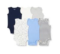 Amazon Essentials Body Smanicati Unisex Bimbi, Pacco da 6, Blu/Cani, Newborn