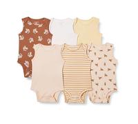 Amazon Essentials Body Smanicati Unisex Bimbi, Pacco da 6, Multicolore/Tigrata, Newborn